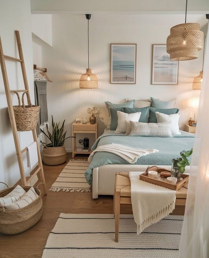 8 Coastal Boho Bedroom Ideas (Beachy Neutrals, Rattan, and Soft Blues)