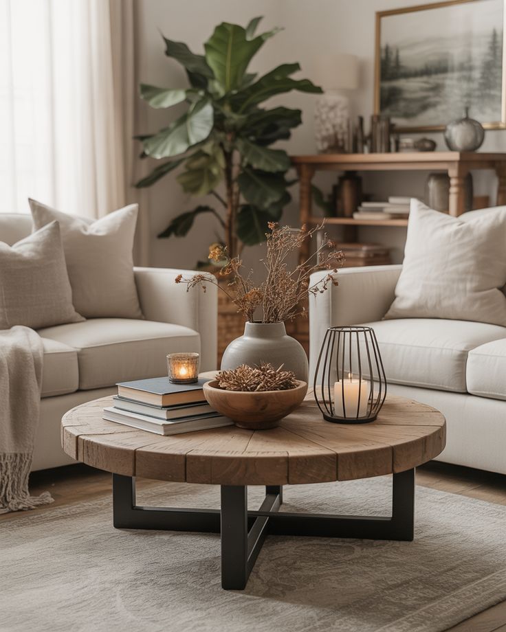 13 Round Coffee Table Ideas to Soften a Boxy Living Room Layout