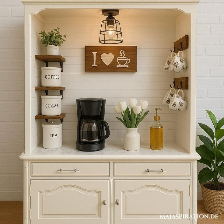 12 stylish coffee bar ideas for mini kitchen areas and nooks